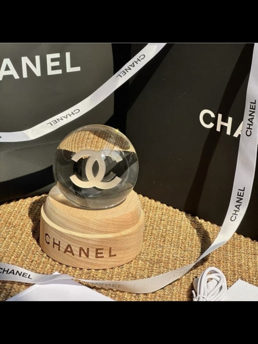 Crystal Sphere Wooden Musical Globe